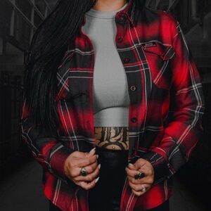 DIXXON Social Distortion Ladies Plaid Button-Up Shirt